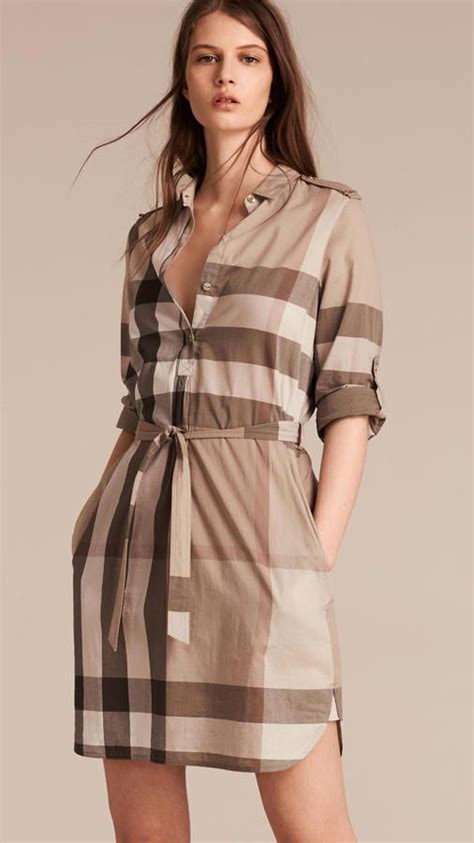 burberry check cotton sundress|Check Cotton Shirt Dress in Sand .